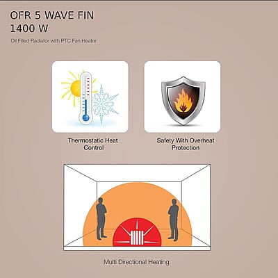 Havells OFR 5 Wave Fins with Fan 1400 watt