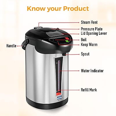 KENT Hot Pot Auto Electric Kettle With Water Dispenser 4L Storage Capacity 750W Appliance to Ensure Super Fast Boiling SS Inner Pot & Plastic Outer Body Reboil Feature Overheating Protection Silver KENT Hot Pot Auto Electric Kettle With Water Dispenser 4L Storage Capacity 750W Appliance to Ensure Super Fast Boiling SS Inner Pot & Plastic Outer Body Reboil Feature Overheating Protection Silver