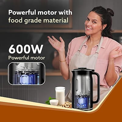 AGARO Regency Automatic Nut Milk Maker, Vegan Milk Machine, Make Vegan Milk From Nuts, Almonds, Soya, Oats etc, Boil Water, Juice, Cereals, Stainless Steel Body, 600ml, Black AGARO Regency Automatic Nut Milk Maker, Vegan Milk Machine, Make Vegan Milk From Nuts, Almonds, Soya, Oats etc, Boil Water, Juice, Cereals, Stainless Steel Body, 600ml, Black