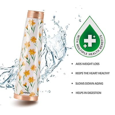 MILTON Copper Delight Design Water Bottle, 915 ml, Ethnic Lacquer Coating, Curved bottle MILTON Copper Delight Design Water Bottle, 915 ml, Ethnic Lacquer Coating, Curved bottle
