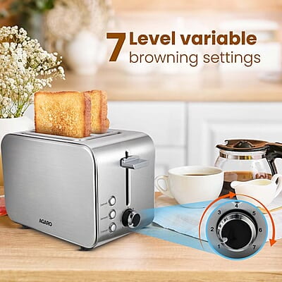 AGARO GRAND 2 Slice Stainless Steel Pop Up Toaster 850W