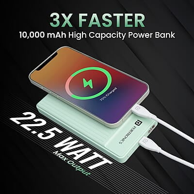 Portronics Luxcell B 10K 10000 mAh 22.5W Fast Charging Power Bank, Ultra Slim Power Bank with Mach USB-A Output, Type C PD Output Portronics Luxcell B 10K 10000 mAh 22.5W Fast Charging Power Bank, Ultra Slim Power Bank with Mach USB-A Output, Type C PD Output