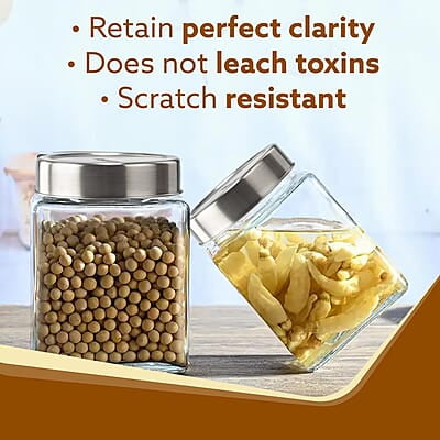 AGARO Elegant Cube Jar 580 ml, Square Shaped, Transparent Lid Pack of 2. AGARO Elegant Cube Jar 580 ml, Square Shaped, Transparent Lid Pack of 2.