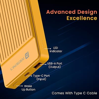 Portronics Luxcell B12 10,000mAh Ultra Slim Power Bank 12W Output USB-A Output Port & Type C Input Port Portronics Luxcell B12 10,000mAh Ultra Slim Power Bank 12W Output USB-A Output Port & Type C Input Port