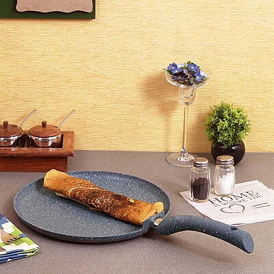 Wonderchef Granite Forged Non-Stick and PFOA-Free Aluminium Indian Cooking Dosa Tawa Crepe Pan, 24 cm Pan