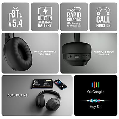 ZEBRONICS Duke Plus, Wireless Over Ear Headphone with ANC, ENC, Gaming Mode, Dual Pairing, Rapid Charge, Upto 70* Hours Backup, Bluetooth v5.4, AUX, Comfortable Earcushion, Deep Bass ZEBRONICS Duke Plus, Wireless Over Ear Headphone with ANC, ENC, Gaming Mode, Dual Pairing, Rapid Charge, Upto 70* Hours Backup, Bluetooth v5.4, AUX, Comfortable Earcushion, Deep Bass