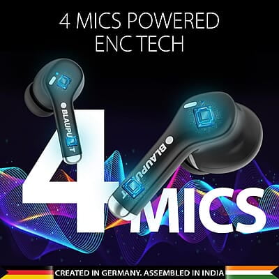 Blaupunkt Newly Launched Btw100 Xtreme Truly Wireless Bluetooth Earbuds I 99H Playtime* I Quad Mic I Crispr Enc Tech I Gaming Mode I Turbovolt Charging I Bt Version 5.3