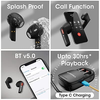 ZEBRONICS Sound Bomb X1 3-in-1 Wireless Bluetooth v5.0 In Ear Earbuds + Speaker Combo with 30 Hour Backup, Built-in LED Torch, Call Function, Voice Asst, Type C and Splash Proof Portable Design ZEBRONICS Sound Bomb X1 3-in-1 Wireless Bluetooth v5.0 In Ear Earbuds + Speaker Combo with 30 Hour Backup, Built-in LED Torch, Call Function, Voice Asst, Type C and Splash Proof Portable Design