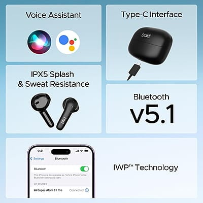 boAt Airdopes Atom 81 Pro Truly Wireless in Ear Ear Buds W/100Hrs of Playtime, 4 Mics with Enx, Beast Mode with 50Ms Low Latency, 13Mm Drivers, Iwp Tech, ASAP Charge boAt Airdopes Atom 81 Pro Truly Wireless in Ear Ear Buds W/100Hrs of Playtime, 4 Mics with Enx, Beast Mode with 50Ms Low Latency, 13Mm Drivers, Iwp Tech, ASAP Charge