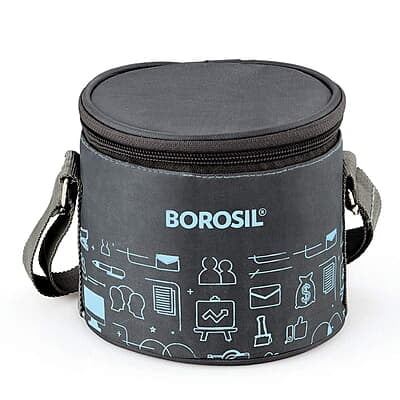 Borosil - Carry Fresh Stainless Steel Insulated Lunch Box Set of 2, 280ml, Grey Borosil - Carry Fresh Stainless Steel Insulated Lunch Box Set of 2, 280ml, Grey