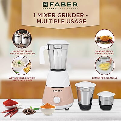 Faber Marvel 500W Blender Mixer Grinder,Low-Noise, Up to 18000 RPM Speed Faber Marvel 500W Blender Mixer Grinder,Low-Noise, Up to 18000 RPM Speed
