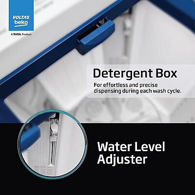 Voltas Beko, A Tata Product 8 Kg 5 Star Semi-automatic Top Load Washing Machine with Double Waterfall Technology Voltas Beko, A Tata Product 8 Kg 5 Star Semi-automatic Top Load Washing Machine with Double Waterfall Technology