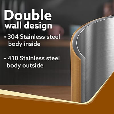 AGARO Insignia Electric Kettle, 1.8L, Double Layered Kettle, 100% Stainless Steel Inner Metallic Gold AGARO Insignia Electric Kettle, 1.8L, Double Layered Kettle, 100% Stainless Steel Inner Metallic Gold