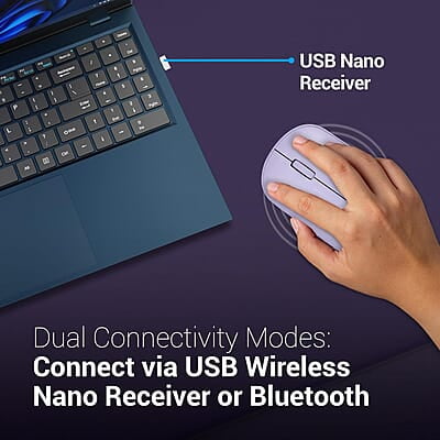 ZEBRONICS Pulse Wireless Mouse, Multi Connectivity, Dual Bluetooth, for Mac, Laptop, Computer, Tablet, 2.4GHz, 1200 DPI, Comfortable & Lightweight ZEBRONICS Pulse Wireless Mouse, Multi Connectivity, Dual Bluetooth, for Mac, Laptop, Computer, Tablet, 2.4GHz, 1200 DPI, Comfortable & Lightweight