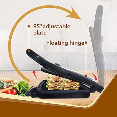 AGARO Elegant 1500-Watt Sandwich Maker with Non-Stick Grill Plates