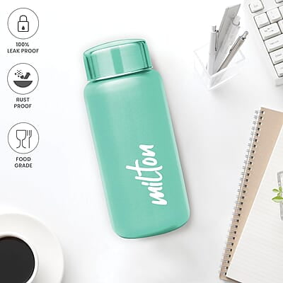 MILTON Aqua 500 Stainless Steel Water Bottle, 500 ml Single walled Leak Proof MILTON Aqua 500 Stainless Steel Water Bottle, 500 ml Single walled Leak Proof