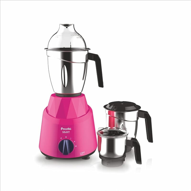 Preethi Galaxy MG225 Mixer Grinder, 750 watt, Pink, 3 Jars, Vega W5 Motor with 5yr Warranty & Lifelong Free Service Preethi Galaxy MG225 Mixer Grinder, 750 watt, Pink, 3 Jars, Vega W5 Motor with 5yr Warranty & Lifelong Free Service