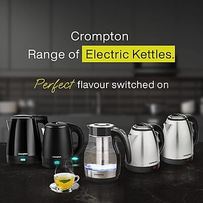 Crompton Deluxehot Glass Electric Kettle 1.7Ltr with Removable Infuser