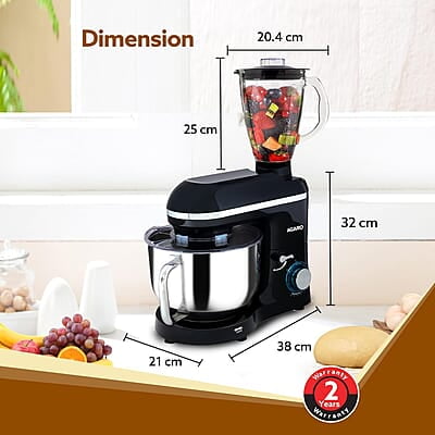 AGARO Imperial Stand Mixer,1400W with 6L SS Bowl, 1.5L Blending Jar,10 Speed With Pulse Function, 100% Copper Motor AGARO Imperial Stand Mixer,1400W with 6L SS Bowl, 1.5L Blending Jar,10 Speed With Pulse Function, 100% Copper Motor