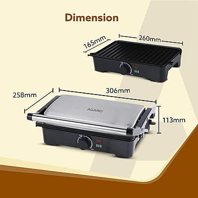 AGARO Galaxy 1000-Watt Sandwich Maker with Non-Stick Grill Plates, 180° Flat Openble Plates AGARO Galaxy 1000-Watt Sandwich Maker with Non-Stick Grill Plates, 180° Flat Openble Plates