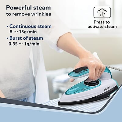 AGARO Primo Travel Steam Iron, 1200W, Compact, Ceramic Coated Sole plate AGARO Primo Travel Steam Iron, 1200W, Compact, Ceramic Coated Sole plate