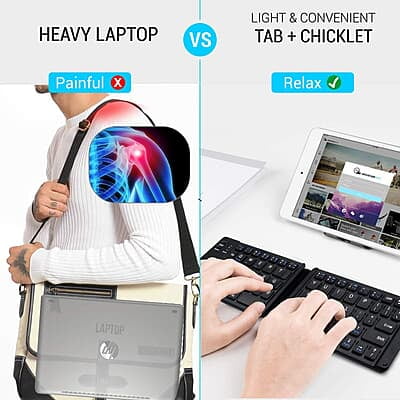 Portronics Chicklet Foldable QWERTY Keyboard, Mini Pocket Sized, Rechargeable, Bluetooth Wireless, One Touch Connect Button Portronics Chicklet Foldable QWERTY Keyboard, Mini Pocket Sized, Rechargeable, Bluetooth Wireless, One Touch Connect Button