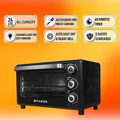 Faber FOTG BK 24 Liter Oven Toaster Grill,Black, 24 liter