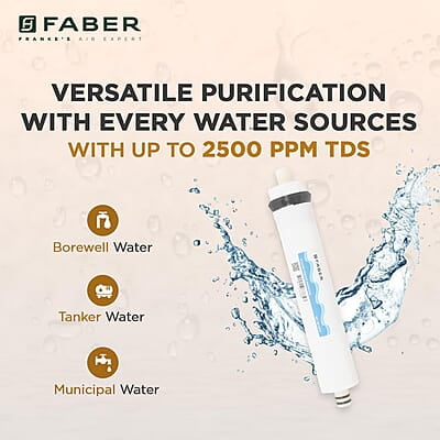 Faber Copper Guard (RO+UV+UF+Alkaline+Copper) 7L Storage 9 Stage Filtration Pre & Post Carbon Upto 2500 TDS Faber Copper Guard (RO+UV+UF+Alkaline+Copper) 7L Storage 9 Stage Filtration Pre & Post Carbon Upto 2500 TDS