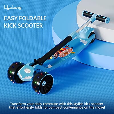 Lifelong Scooter for Kids 3+ Years - Foldable Kids Scooter with LED Wheels & Adjustable Height - Kick Scooter Capacity 50kg Lifelong Scooter for Kids 3+ Years - Foldable Kids Scooter with LED Wheels & Adjustable Height - Kick Scooter Capacity 50kg