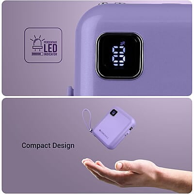 ZEBRONICS MW64 Compact Power Bank, 10000 mAh, Rapid Charge, 22.5W Output, Outputs - Type C Cable | Type C Port | Lightning Port, Percentage Indicator ZEBRONICS MW64 Compact Power Bank, 10000 mAh, Rapid Charge, 22.5W Output, Outputs - Type C Cable | Type C Port | Lightning Port, Percentage Indicator