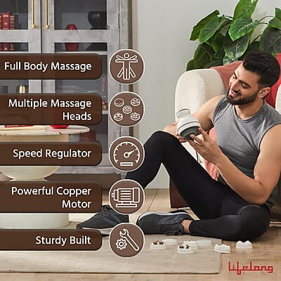 Lifelong Electric Body Massager Machine for Pain Relief 9 Massage Heads Multiple Speed Setting Lifelong Electric Body Massager Machine for Pain Relief 9 Massage Heads Multiple Speed Setting