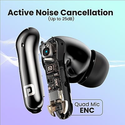 Portronics Harmonics Twins 28 ANC TWS in Ear Earbuds with Smart Touch Control, 50 Hours Playback, Quad Mic ENC Portronics Harmonics Twins 28 ANC TWS in Ear Earbuds with Smart Touch Control, 50 Hours Playback, Quad Mic ENC