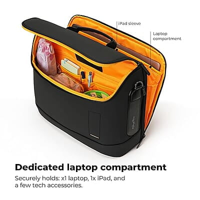 MOKOBARA The Transit Briefcase Vegan Leather & Nylon 15L Laptop Crossbody Messenger Bag for Men & Women MOKOBARA The Transit Briefcase Vegan Leather & Nylon 15L Laptop Crossbody Messenger Bag for Men & Women