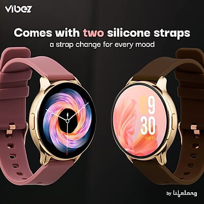 Vibez by Lifelong Smartwatch for Women with 2 Silicone Straps, Bluetooth Calling, HD Display, Multiple Watch Faces, Sports Modes, Health Tracking Vibez by Lifelong Smartwatch for Women with 2 Silicone Straps, Bluetooth Calling, HD Display, Multiple Watch Faces, Sports Modes, Health Tracking