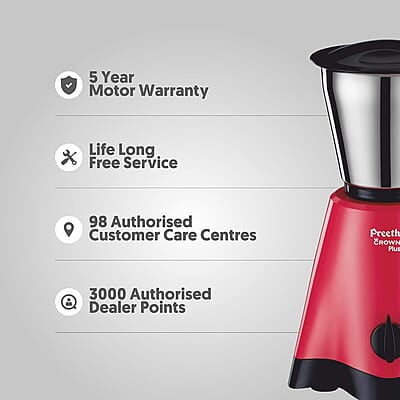 Preethi Crown Plus MG-258 Mixer Grinder, 600 Watt, White/Purple, 4 Jars - Super Extractor Juicer Jar Preethi Crown Plus MG-258 Mixer Grinder, 600 Watt, White/Purple, 4 Jars - Super Extractor Juicer Jar