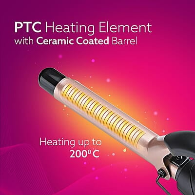AGARO HC7001 Hair Curler with 19MM Barrel, Rod, Tong, Tourmaline Infused Ceramic Coated Plates AGARO HC7001 Hair Curler with 19MM Barrel, Rod, Tong, Tourmaline Infused Ceramic Coated Plates