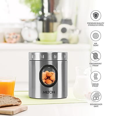 MILTON Steel Crispy 550 Storage Jar, 550 ml Light Weight Odour Proof Dishwasher Safe MILTON Steel Crispy 550 Storage Jar, 550 ml Light Weight Odour Proof Dishwasher Safe