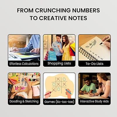 Portronics Ruffpad Calc 2-in-1 Calculator & LCD Writing Pad with 6.5 Inches Tablet, 12 Digits, Foldable Design, Stylus Pen for Students Portronics Ruffpad Calc 2-in-1 Calculator & LCD Writing Pad with 6.5 Inches Tablet, 12 Digits, Foldable Design, Stylus Pen for Students