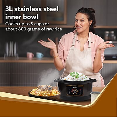 AGARO Royal Electric Pressure Cooker, 3 Liter Stainless Steel Inner Pot, 5 Preset Menu, Automatic Cooking AGARO Royal Electric Pressure Cooker, 3 Liter Stainless Steel Inner Pot, 5 Preset Menu, Automatic Cooking