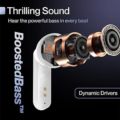 Ambrane Dots Sense True Wireless Earbuds with 21 Hours Playtime,Environmental Noise Cancellation (Enc),10Mm Drivers with Boostedbass,Bluetooth V5.1,Ipx4 Splash Proof