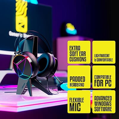 ZEBRONICS Zeb-Blitz USB Gaming Wired On Ear Headphones with Mic with Dolby Atmos, RGB Led, Windows Software, Simulated 7.1 Surround Sound, 2.4 Meter Braided Cable Flexible Padded Ear Cushions ZEBRONICS Zeb-Blitz USB Gaming Wired On Ear Headphones with Mic with Dolby Atmos, RGB Led, Windows Software, Simulated 7.1 Surround Sound, 2.4 Meter Braided Cable Flexible Padded Ear Cushions