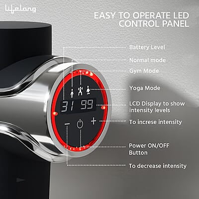 Lifelong Gun Massager for Pain Relief with Cold Compression & 99 Speed Settings - Rechargeable, 5 Massage Heads, 3 Modes for Full Body Deep Tissue Percussion Massage Lifelong Gun Massager for Pain Relief with Cold Compression & 99 Speed Settings - Rechargeable, 5 Massage Heads, 3 Modes for Full Body Deep Tissue Percussion Massage