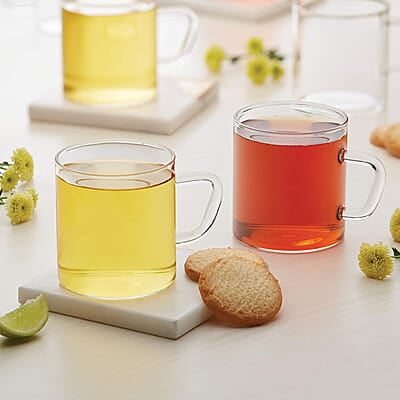 Borosil Vision 6 Pcs Tea n Coffee Borosillicate Glass 190 ml Classic Mug Set