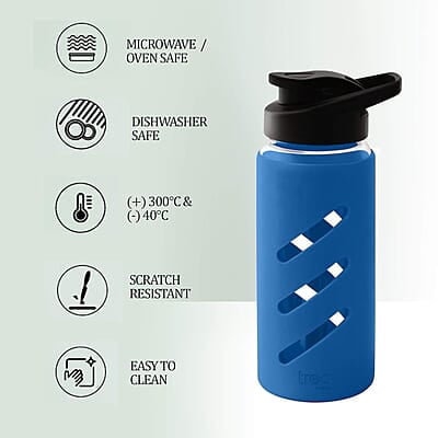 Treo By Milton Proteger 500 Borosilicate Glass Bottle With Silicon Protector, 535 ml Treo By Milton Proteger 500 Borosilicate Glass Bottle With Silicon Protector, 535 ml