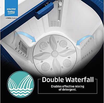 Voltas Beko, A Tata Product 8 Kg 5 Star Semi-automatic Top Load Washing Machine with Double Waterfall Technology Voltas Beko, A Tata Product 8 Kg 5 Star Semi-automatic Top Load Washing Machine with Double Waterfall Technology