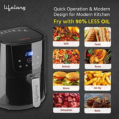 Lifelong LLHFD421 HealthyFry Pro 4.2L Digital Air Fryer with Curated 7-Preset Menu, Touch Control & Digital Display Lifelong LLHFD421 HealthyFry Pro 4.2L Digital Air Fryer with Curated 7-Preset Menu, Touch Control & Digital Display