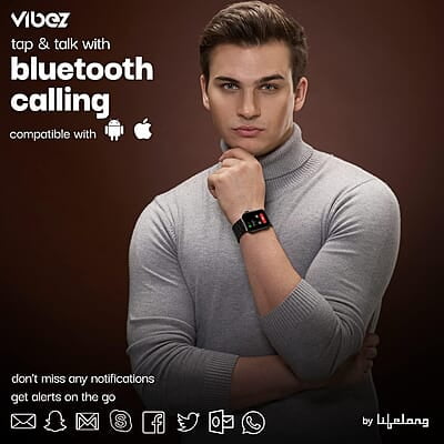 Vibez by Lifelong Hype Men Smartwatch with Bluetooth Calling Multiple Straps (VBSWM306 Vibez by Lifelong Hype Men Smartwatch with Bluetooth Calling Multiple Straps (VBSWM306