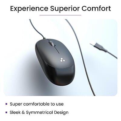 Ambrane Wired USB Mouse, Plug & Play, High Resolution 1600 DPI Optical Sensor, 3-Button Design, Clickable Scroll Wheel, Ambidextrous, Ergonomic Mouse for Comfortable All-Day Grip Ambrane Wired USB Mouse, Plug & Play, High Resolution 1600 DPI Optical Sensor, 3-Button Design, Clickable Scroll Wheel, Ambidextrous, Ergonomic Mouse for Comfortable All-Day Grip