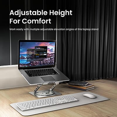 Portronics My Buddy Spinlight Laptop Stand with Cooling Fan, 360° Rotating Base, Adjustable Height Portronics My Buddy Spinlight Laptop Stand with Cooling Fan, 360° Rotating Base, Adjustable Height