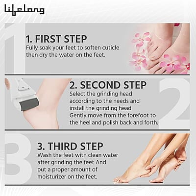 Lifelong Callus Remover for Feet Foot Scrubber for Dead Skin, 3 Changeable Roller Heads, Foot Scrubber Lifelong Callus Remover for Feet Foot Scrubber for Dead Skin, 3 Changeable Roller Heads, Foot Scrubber